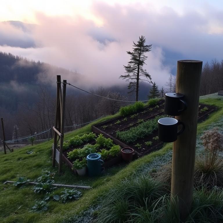 Morning frost on the terraces